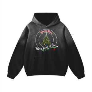 Toke the Halls 420 hoodie with cannabis Christmas tree on dark background premium warmth