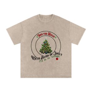 Toke the Halls 420 light t-shirt with cannabis Christmas tree on soft background