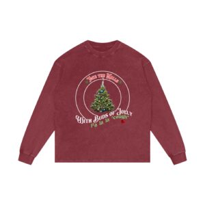Toke the Halls 420 long sleeve shirt with cannabis Christmas tree on dark background