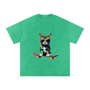 Cat on a skateboard t-shirt with sunglasses